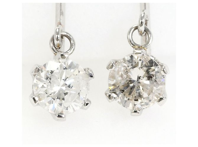 Autre Marque Pendientes de clip de platino PT900 con diamantes - vista 2