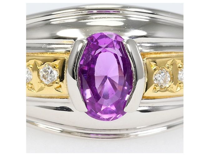 Autre Marque Anello a fascia elegante in oro giallo 18K e platino D'oro - vista 2