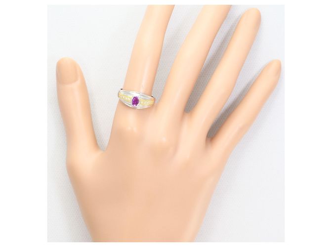 Autre Marque Anello a fascia elegante in oro giallo 18K e platino D'oro - vista 7