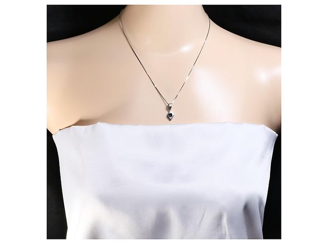 Autre Marque Collana in oro bianco 18K con diamante blu D'oro - vista 6