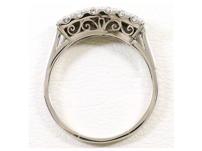 Autre Marque Bague alliance en platine et diamants - vue 3