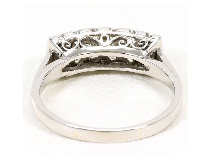 Autre Marque Bague alliance en platine et diamants - vue 4