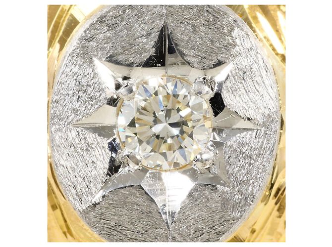 Autre Marque Anillo alianza de platino y oro amarillo con diamante Dorado - vista 2