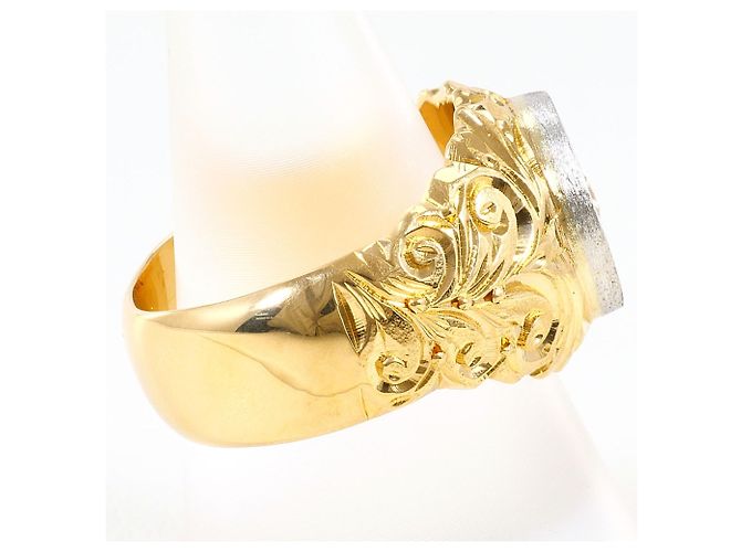Autre Marque Anillo alianza de platino y oro amarillo con diamante Dorado - vista 3