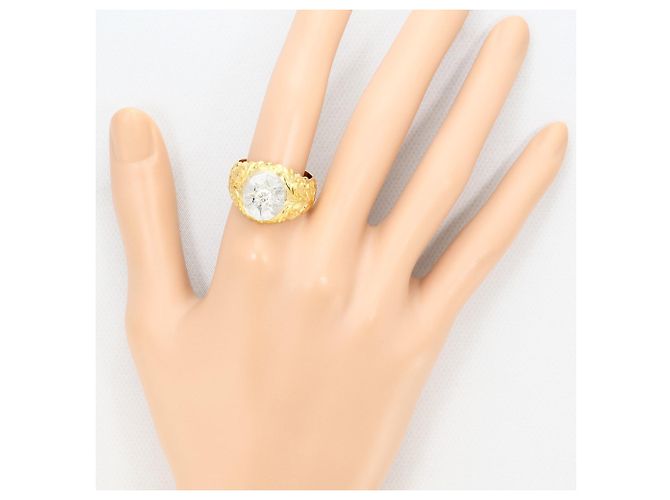 Autre Marque Anillo alianza de platino y oro amarillo con diamante Dorado - vista 7