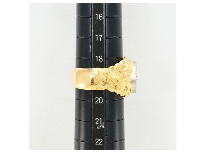 Autre Marque Anillo alianza de platino y oro amarillo con diamante Dorado - vista 8