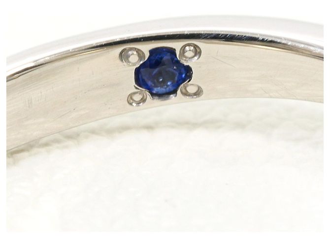 Autre Marque Anello fede in platino con diamante e zaffiro - vista 6