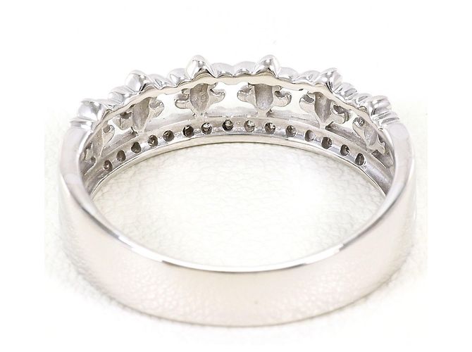 Autre Marque 18K White Gold Band Ring with Diamond Golden - view 4