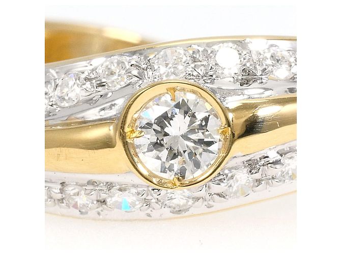 Autre Marque Anello fede in oro 18K con diamante D'oro - vista 2
