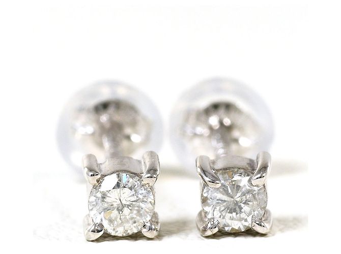 Autre Marque Stecker-Ohrringe aus 14K Weißgold mit Diamanten Golden - Ansicht 2