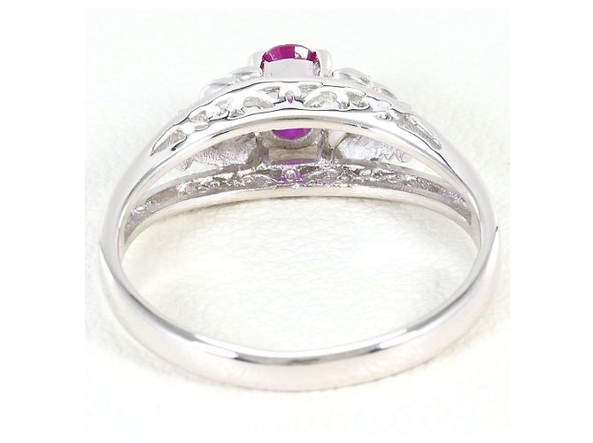 Autre Marque Anello fede in oro bianco 14K con rubino e diamante D'oro - vista 3