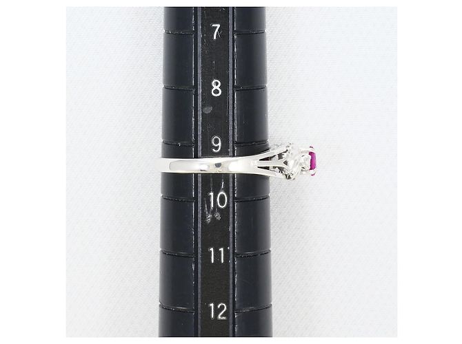 Autre Marque Anello fede in oro bianco 14K con rubino e diamante D'oro - vista 7