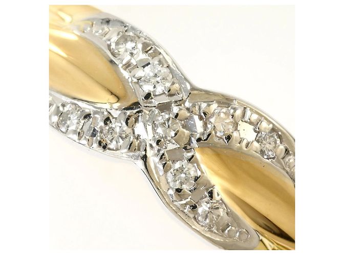 Autre Marque Anello fede in oro giallo 18K e platino con diamante D'oro - vista 2