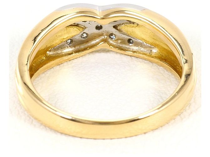 Autre Marque Anello fede in oro giallo 18K e platino con diamante D'oro - vista 4