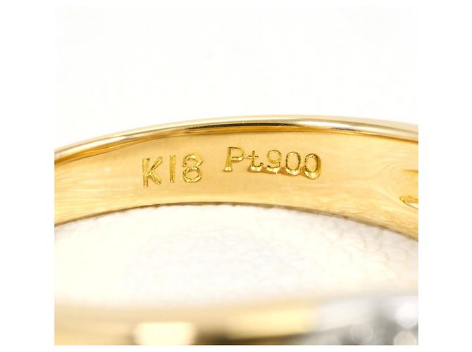 Autre Marque Anello fede in oro giallo 18K e platino con diamante D'oro - vista 5