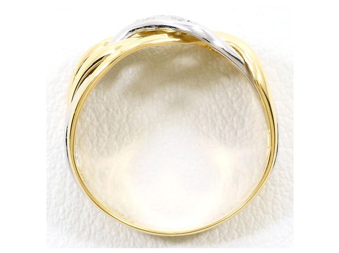 Autre Marque Ehering aus 18K Gelbgold und Platin mit Diamant Golden - Ansicht 2