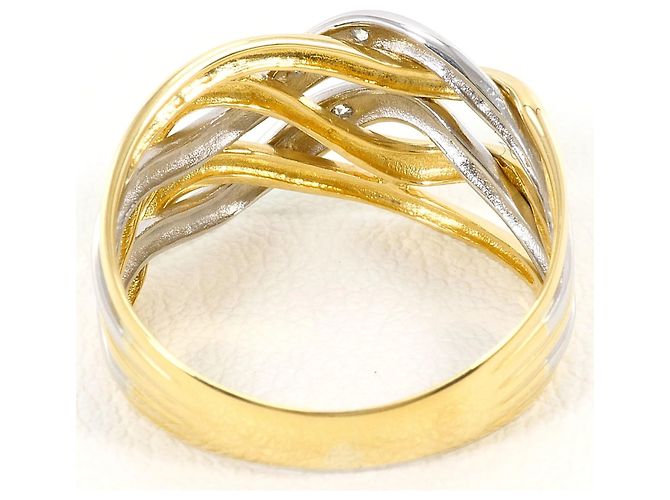 Autre Marque Ehering aus 18K Gelbgold und Platin mit Diamant Golden - Ansicht 3