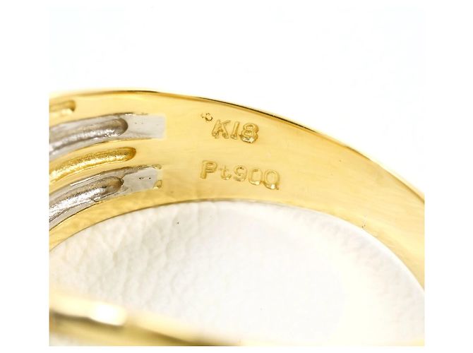 Autre Marque Ehering aus 18K Gelbgold und Platin mit Diamant Golden - Ansicht 4