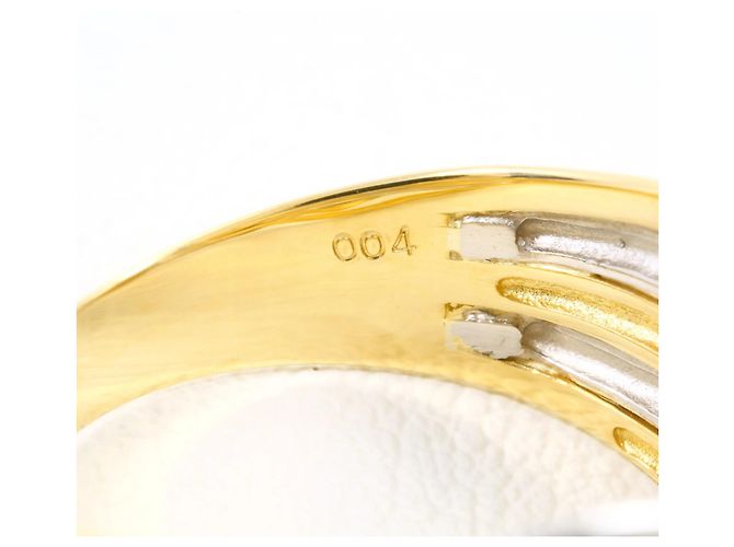 Autre Marque Ehering aus 18K Gelbgold und Platin mit Diamant Golden - Ansicht 5
