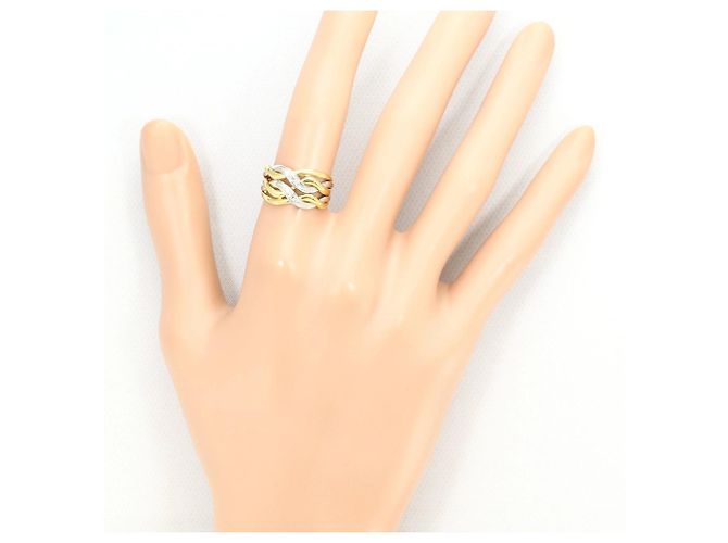 Autre Marque Ehering aus 18K Gelbgold und Platin mit Diamant Golden - Ansicht 6