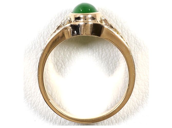 Autre Marque Anello a fascia in oro giallo con giadaite e diamante D'oro - vista 3