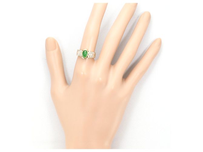 Autre Marque Anello a fascia in oro giallo con giadaite e diamante D'oro - vista 6