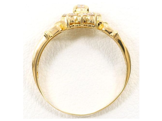 Autre Marque Anello fede in oro giallo 18K e platino con diamante D'oro - vista 2