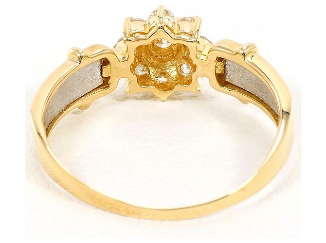 Autre Marque Anello fede in oro giallo 18K e platino con diamante D'oro - vista 3