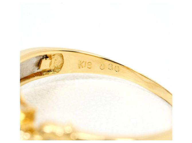 Autre Marque Anello fede in oro giallo 18K e platino con diamante D'oro - vista 4