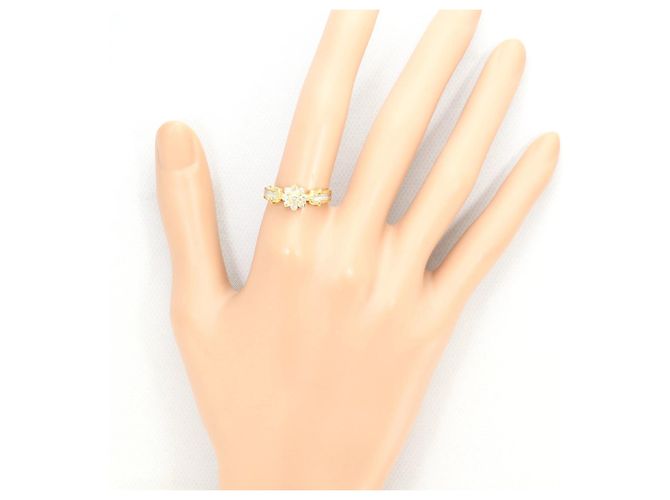 Autre Marque Anello fede in oro giallo 18K e platino con diamante D'oro - vista 6