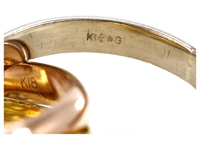 Autre Marque Anel aliança em ouro 18K com diamante Dourado - vista 7