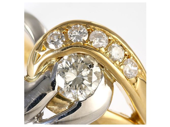 Autre Marque Anello fede in oro giallo 18K e platino con diamante D'oro - vista 2