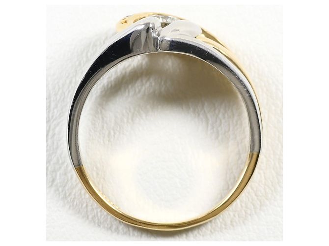 Autre Marque Anello fede in oro giallo 18K e platino con diamante D'oro - vista 3