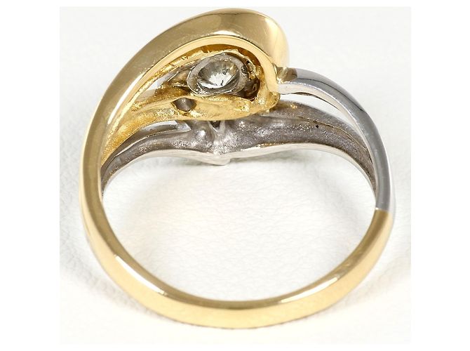 Autre Marque Anello fede in oro giallo 18K e platino con diamante D'oro - vista 4
