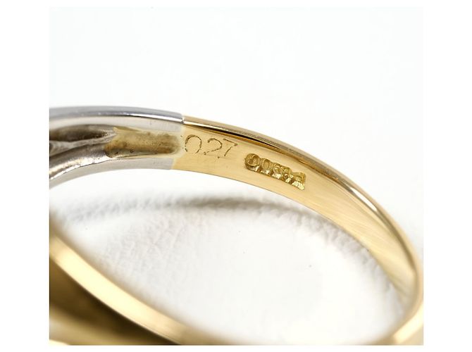 Autre Marque Anello fede in oro giallo 18K e platino con diamante D'oro - vista 5