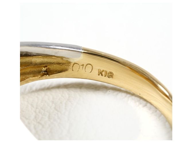 Autre Marque Anello fede in oro giallo 18K e platino con diamante D'oro - vista 6