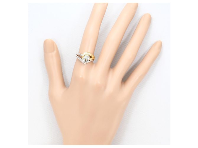 Autre Marque Anello fede in oro giallo 18K e platino con diamante D'oro - vista 7
