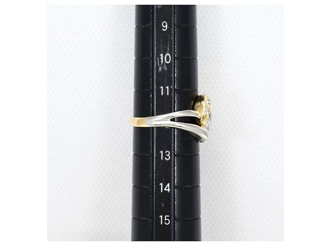 Autre Marque Anello fede in oro giallo 18K e platino con diamante D'oro - vista 8
