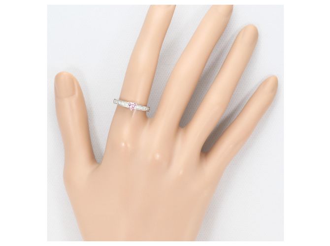 Autre Marque Platin-Ehering mit Diamant und Saphir - Ansicht 7