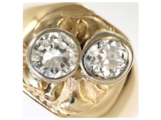 Autre Marque Anello a fascia in oro giallo 14K con accenti di diamanti D'oro - vista 2