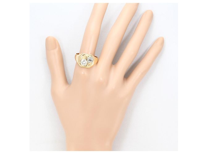 Autre Marque Anello a fascia in oro giallo 14K con accenti di diamanti D'oro - vista 6