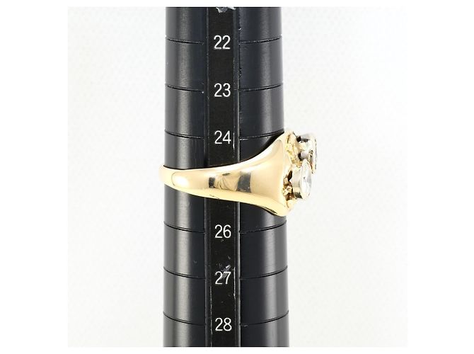Autre Marque Anello a fascia in oro giallo 14K con accenti di diamanti D'oro - vista 7