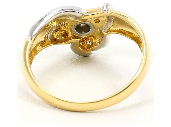 Autre Marque Anello fede in platino PT900 e oro giallo 18K con diamanti D'oro - vista 3