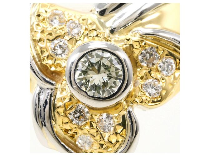 Autre Marque Anello fede in platino PT900 e oro giallo 18K con diamanti D'oro - vista 4