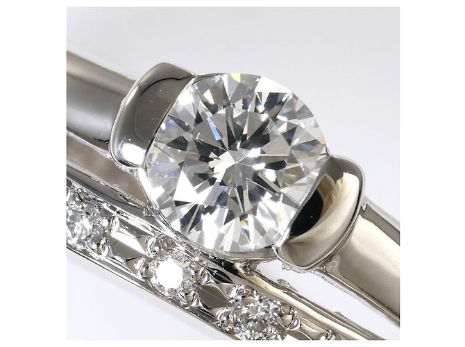 Autre Marque Platin-Ehering mit Diamant - Ansicht 2