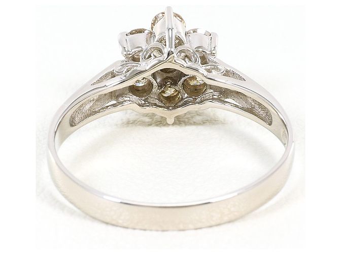 Autre Marque Anello fede in platino e diamanti brown Marrone - vista 3