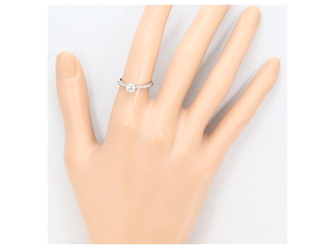 Autre Marque Anel de aliança elegante em ouro branco 18K com diamantes Dourado - vista 7