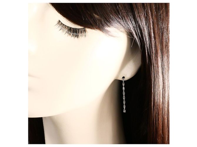 Autre Marque Pendientes colgantes elegantes en oro blanco de 18K Dorado - vista 4