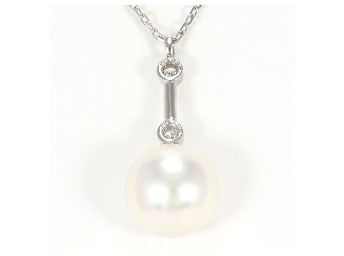 Autre Marque Collana in oro bianco 18K con diamante e perla D'oro - vista 3