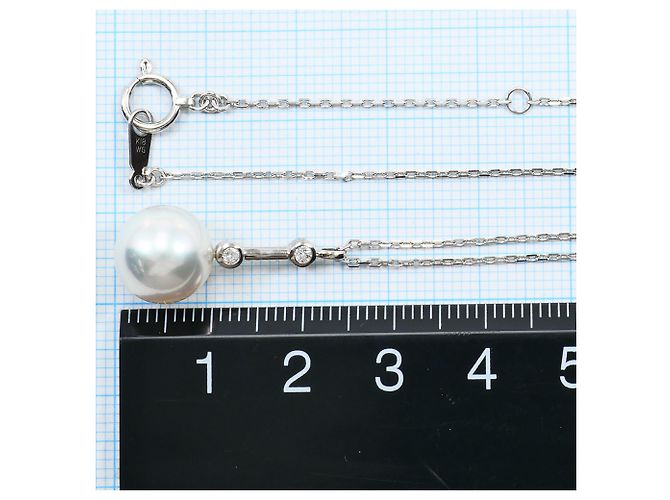Autre Marque Collana in oro bianco 18K con diamante e perla D'oro - vista 4